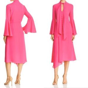 NWT Jay Godfrey Lannie pink tie neck midi dress 10